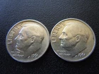 1961 Roosevelt Silver Dimes - 2 Coins