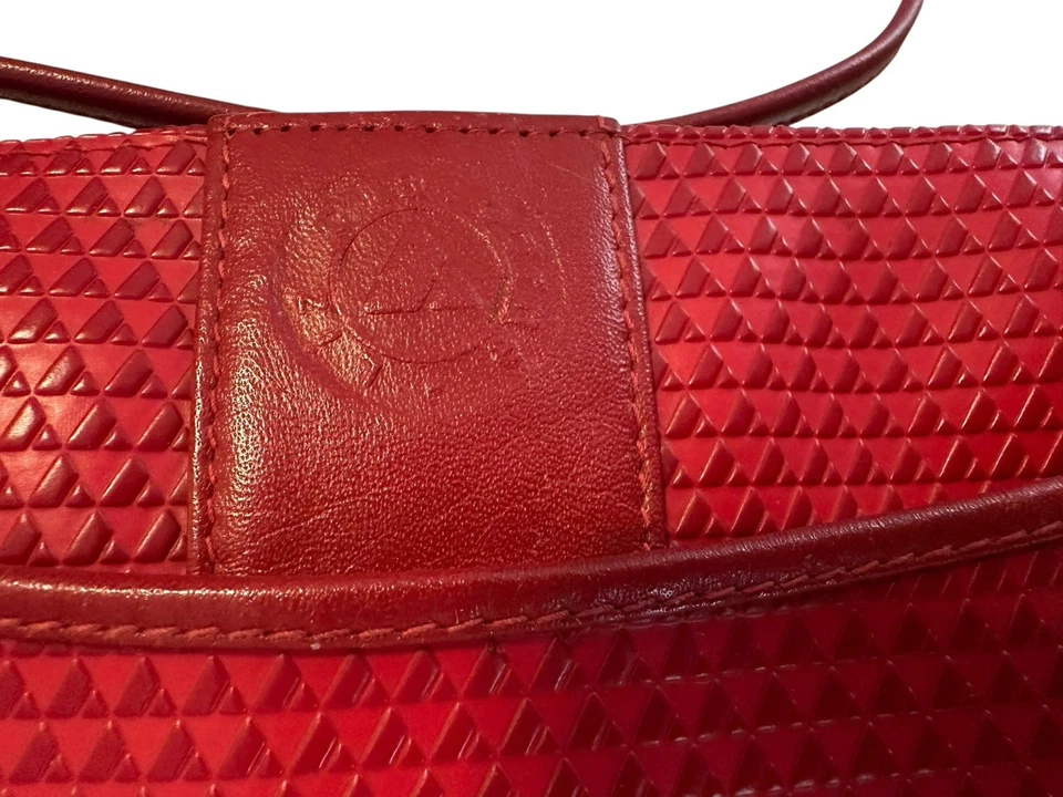 Bolso Bandolera de Hombro Vintage Rojo Liz Claiborne Cartera Triángulo Logo Corea 1983 Foto 4 de 4