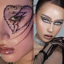 Black Face Gems, Self-Adhesive Rhinestones 3/4/5/6 mm DIY Face Eye Jewels, ...