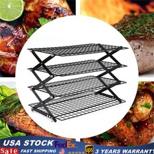 4-Tier Folding Camping Iron Shelf Picnic Rack Drying Cooling Rack Storage Rack