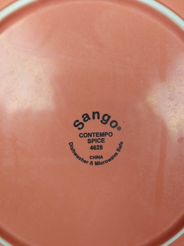 4 PC Set Sango Contempo Spice 2 Dinner 2 Salad Plates Embossed 4628 Coral Orange - Picture 10 of 16