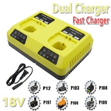 Fast DuaI Charger For RYOBI One Plus P108 18V High Capacity Lithium Battery