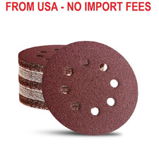 52 Pack 5 Inch 8-Hole Hook and Loop Sanding Discs Sandpaper Red Round 60 80 120 0.18 per gallon