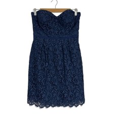 Jenny Yoo Collection Navy Blue Lace Sweetheart Neckline Mini Dress Womens 8