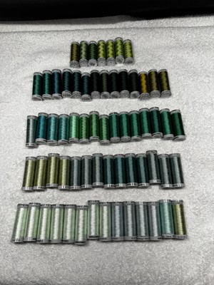 64 Spool Lot Of Gutermann Green Embroidery Thread