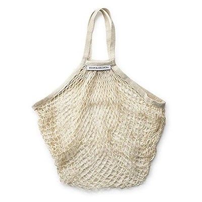 Dean & Deluca Netztasche Natur Kompakt Faltbar Leicht Gewebt 15 x 6 x 6