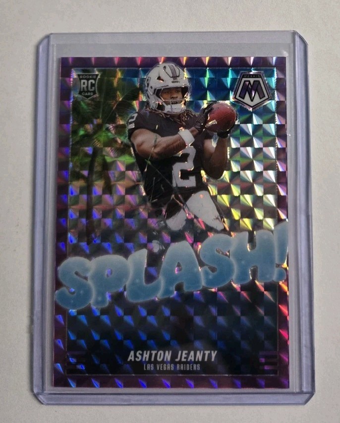 2025 Panini Mosaic Ashton Jeanty RC SPLASH Purple Mosaic /49 Rookie 🔥 Raiders