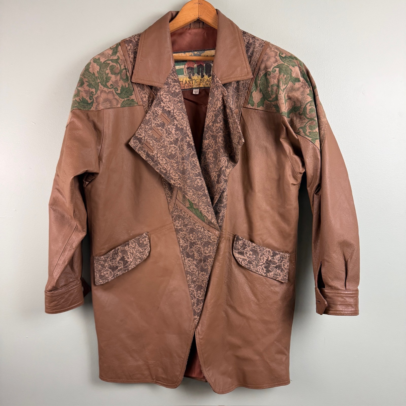 Vintage 80s Patchwork Leather Jacket Boho Western… - image 1