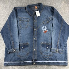 NEW Rocawear Denim Jacket Mens 6XL Blue Y2K 00s Military Trucker Hip Hop NWT