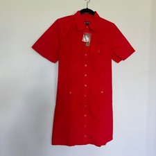 J. Crew Cotton Poplin Utility Shirt Dress in Festival Red Size 2