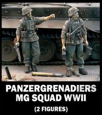 1/35 WWII German Panzergrenadiers MG Squad Resin Figures Set Unpainted (2pcs)