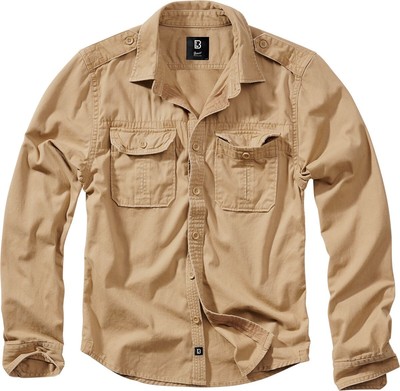 Brandit Langarmhemd Herren Vintage Shirt camel Basics, Festival