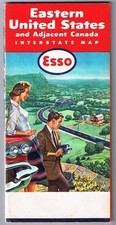 Esso Eastern United States Road Map 1959 Adjacent Canada