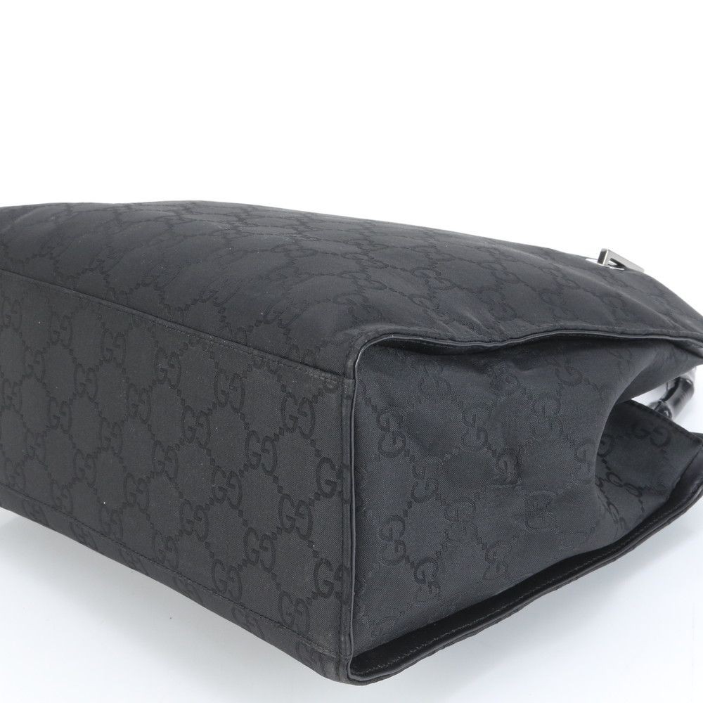 Gucci Bamboo GG Nylon Leather Tote Bag Black Women's Authentic Vintage thumbnail 6