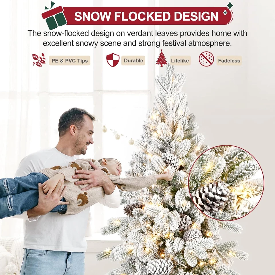 6.5英尺预立雪绒修身Fir圣诞树带1085 PE和PVC混合文胸 — 第 2/4 张图片