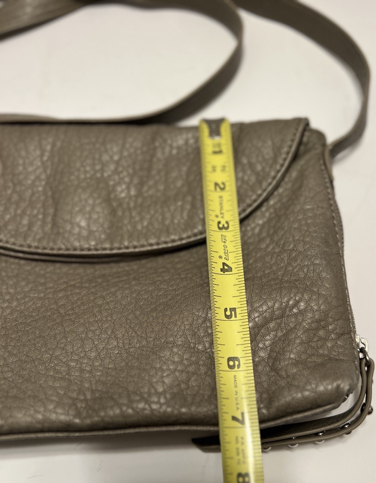 Mossimo Toupe Faux Leather Crossbody Bag Fold-over Flap With Studded Pulls NWOT