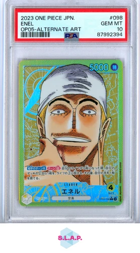 ENEL ONE PIECE ALTERNATE ART OP05-098 LEADER 2023 JAPANESE PSA 10