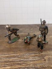 Lot of 4 Old Cast Metal Lead Tin Army Men Soldiers Figures Toys 2.75"