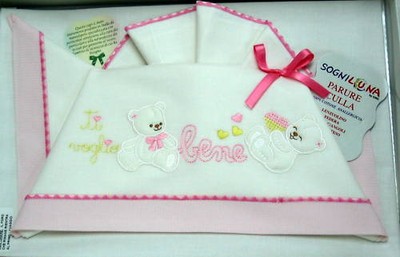 LENZUOLO LENZUOLINO CULLA BABY 3 PEZZI BIANCO ROSA