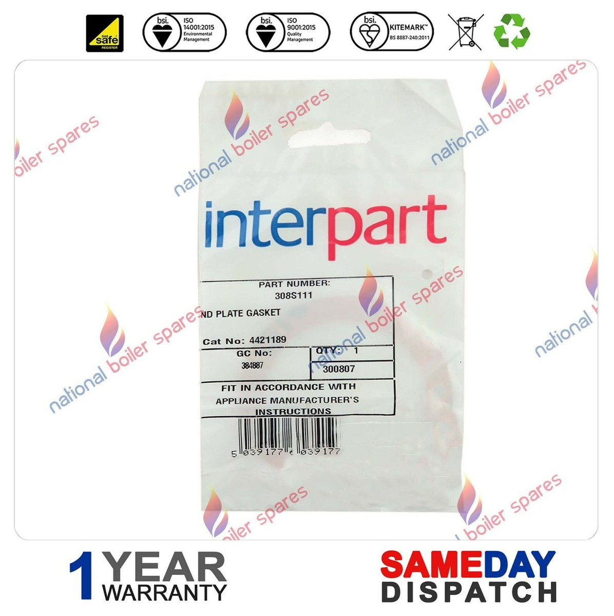 Myson Housewarmer 30/45 End Plate Gasket Potterton Kingfisher