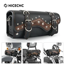 Motorcycle PU Leather Front Fork Bag Handlebar Luggage For Harley Road Glide