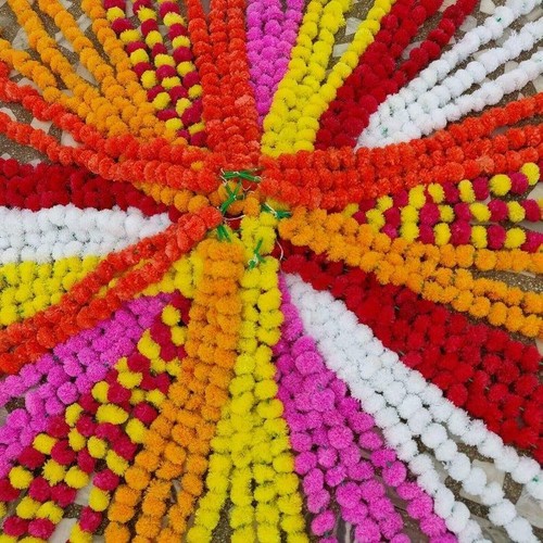 5 Pcs Artificial Marigold Flower Garlands Vine Wedding Indian Event Decoration - Imagen 45 de 51