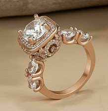 Art Deco Style 3Ct Round Cut Created Diamonds Wedding Ring 14k Rose Gold Plated