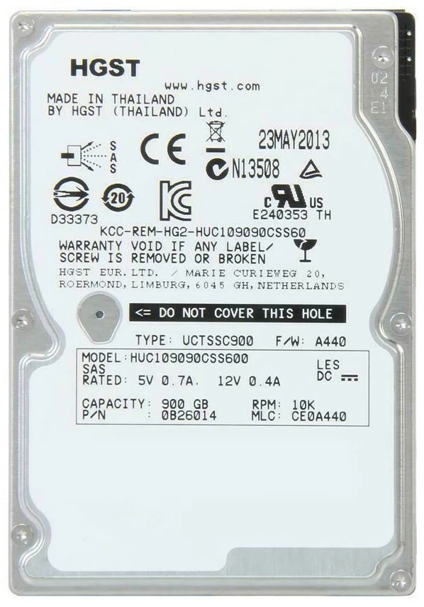 Hard Drive Hitachi 900GB SAS HUC109090CSS600 10000RPM 6G 2.5" 64MB Cache - Image 2 of 4