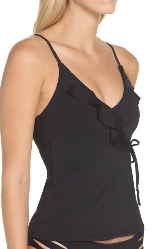 Tankini Top Traje de baño negro talla mediana Becca by Rebecca Virtues 242268 para mujer Foto 2 de 3