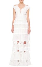 $4,300 Oscar De La Renta White Cotton Cutout Maxi Dress, size 4, NWT 