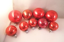 Vintage Mixed Lot of 9 Mercury Glass Christmas Ornaments Red