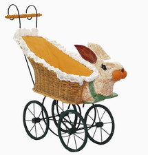 Antique Victorian Wicker Carriage Baby Stroller Wood Metal Full Size Baby Buggy