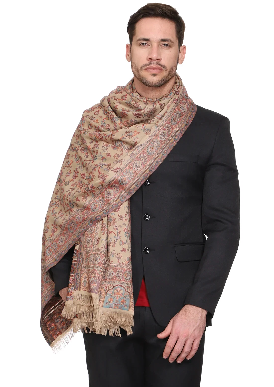 Oversized Womens Mens 100% Cashmere Indian Blanket Wool Scarf Shawl Wrap Paisley