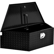 39"x 22"x 11"Black Aluminum Trailer Tongue Tool Box Heavy Duty Storage w/lock