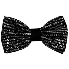 New men's pre-tied bowtie sequins solid 100 polyester wedding prom black