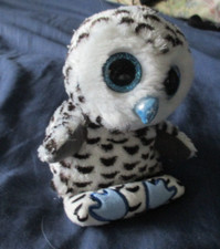 Soft & cuddly white black & blue baby owl soft toy height  6.5ins
