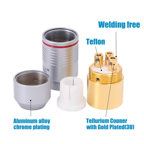 4pcs HIFI Audio XLR Cable Plug Pure Copper Gold Plated XLR Connector Male Female - Picture 3 of 12