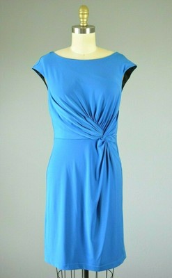 Nwt Muse Boston Proper Blue Stretch Knotted Front Sheath Dress Blue Stretch Knotted Front Sheath Dress