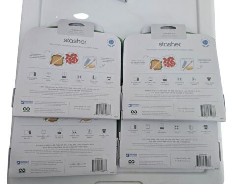SET BESTEHEND AUS 4 STASHER wiederverwendbaren Sandwich-Aufbewahrungsbeuteln aus Silikon grün - Bild 2 von 2