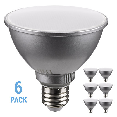 6 Pack S11584 Wide Flood 60° LED 11W =75W 120V PAR30SN Short Neck CCT Medium E26