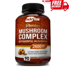 Nutriflair Mushroom Complex Supplement 10 in 1 w/ Lions Mane, Reishi, Cordyceps