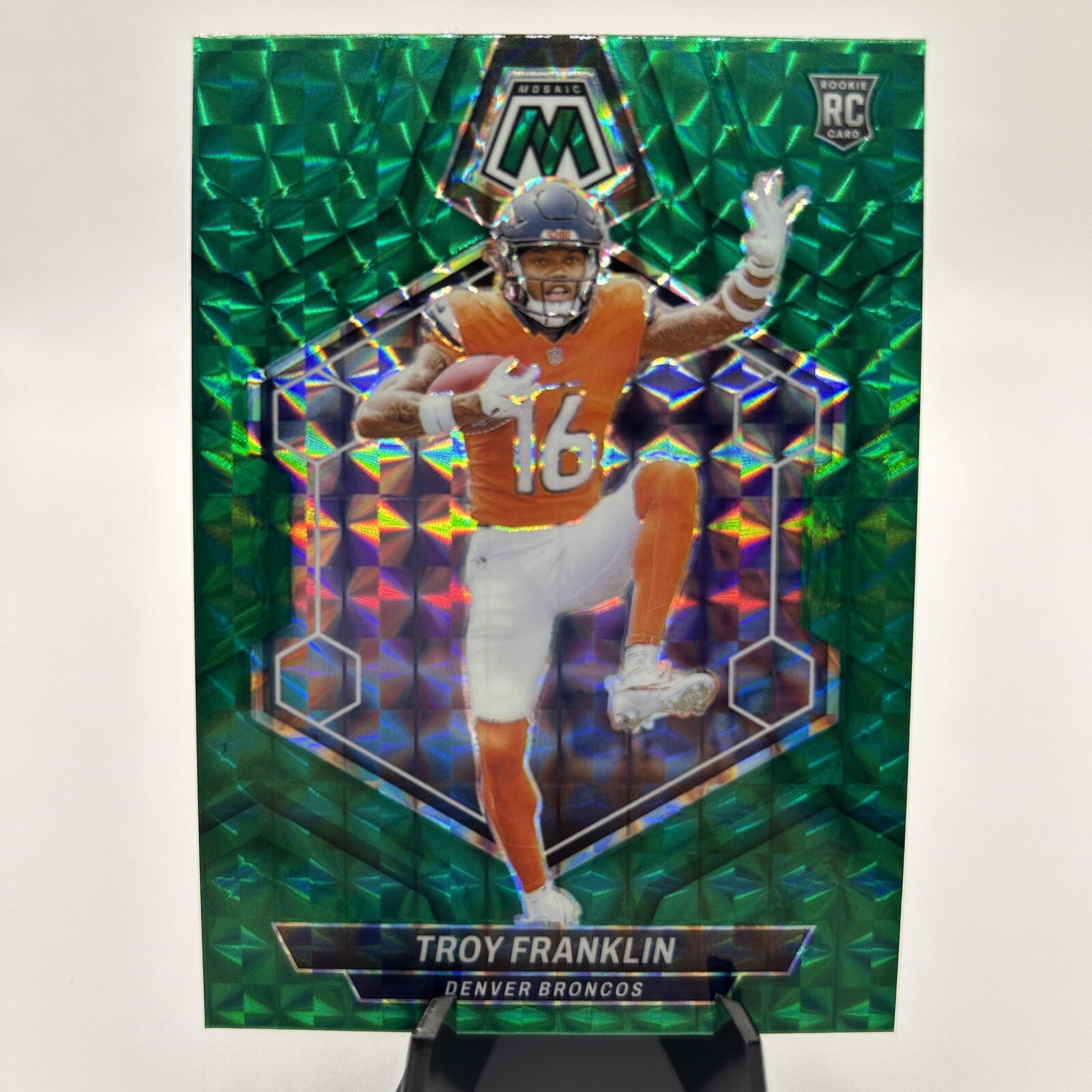 2024 Panini Mosiac - Green Mosaic Prizm RC Troy Franklin Broncos #378