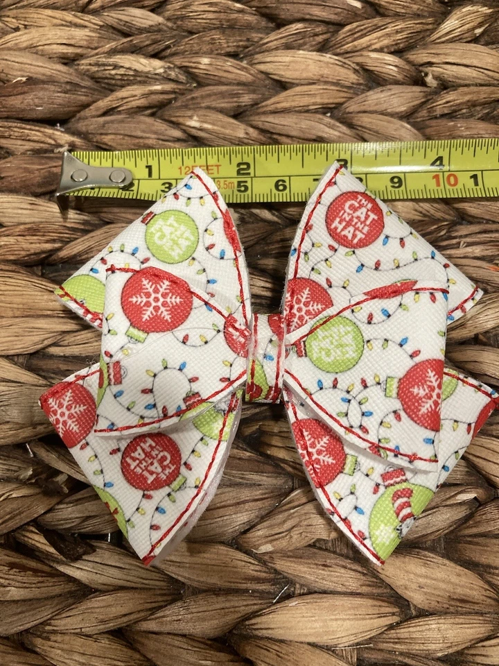 Cat In The Hat Faux Leather Hair Bow - Image 2 of 2