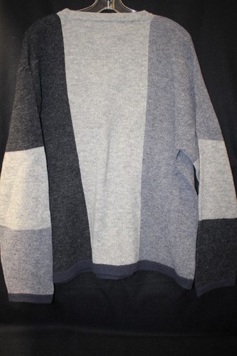 PERRY ELLIS "Shades Of Gray" 100% Lambswool Mens Sweater Size L-B49 - Picture 2 of 4