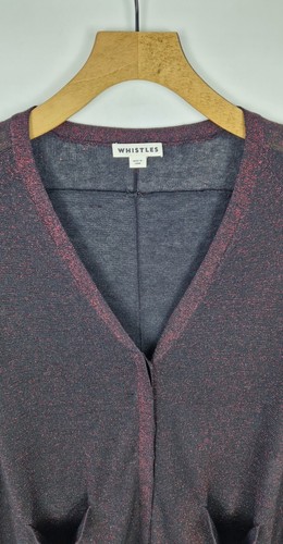 WHISTLES BLACK PINK METALLIC SPARKLE OVERSIZED FESTIVE CARDIGAN S 10/12 - Picture 3 of 13