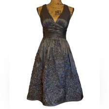 Adrianna Papell Taffeta Rosette Halter Formal Dress Size 4