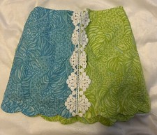 Lilly Pulitzer Girls Jubilee Patterned Skort Scalloped Hem Elastic Waist GUC 6