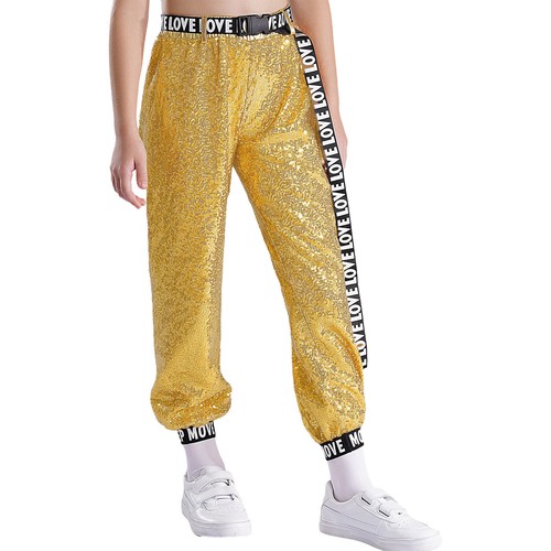 Kids Girls Pants Child Leggings Hip Hop Trousers Party Costume Sparkly Bottoms - Picture 5 of 68
