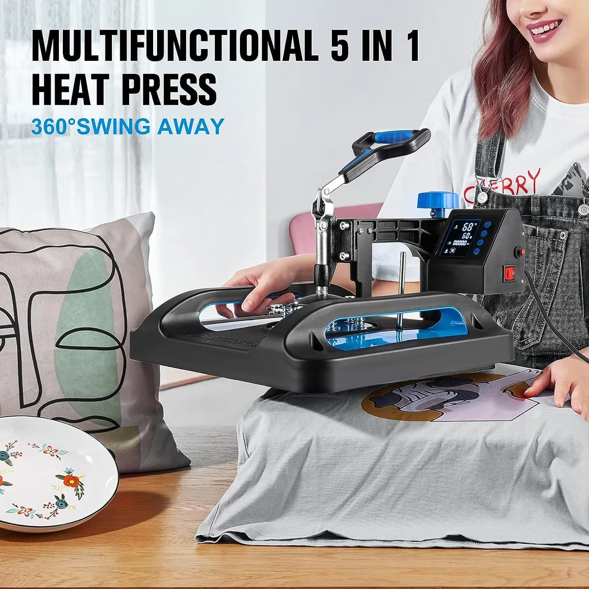 Heat Presses 5 in 1 15X15 Inch Heat Press Machine Vinyl Multifunction  Sublimation Combo