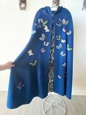 Incredible Vintage Red Valentino Blue Wool Butterfly Cape  Gorgeous Butterflies